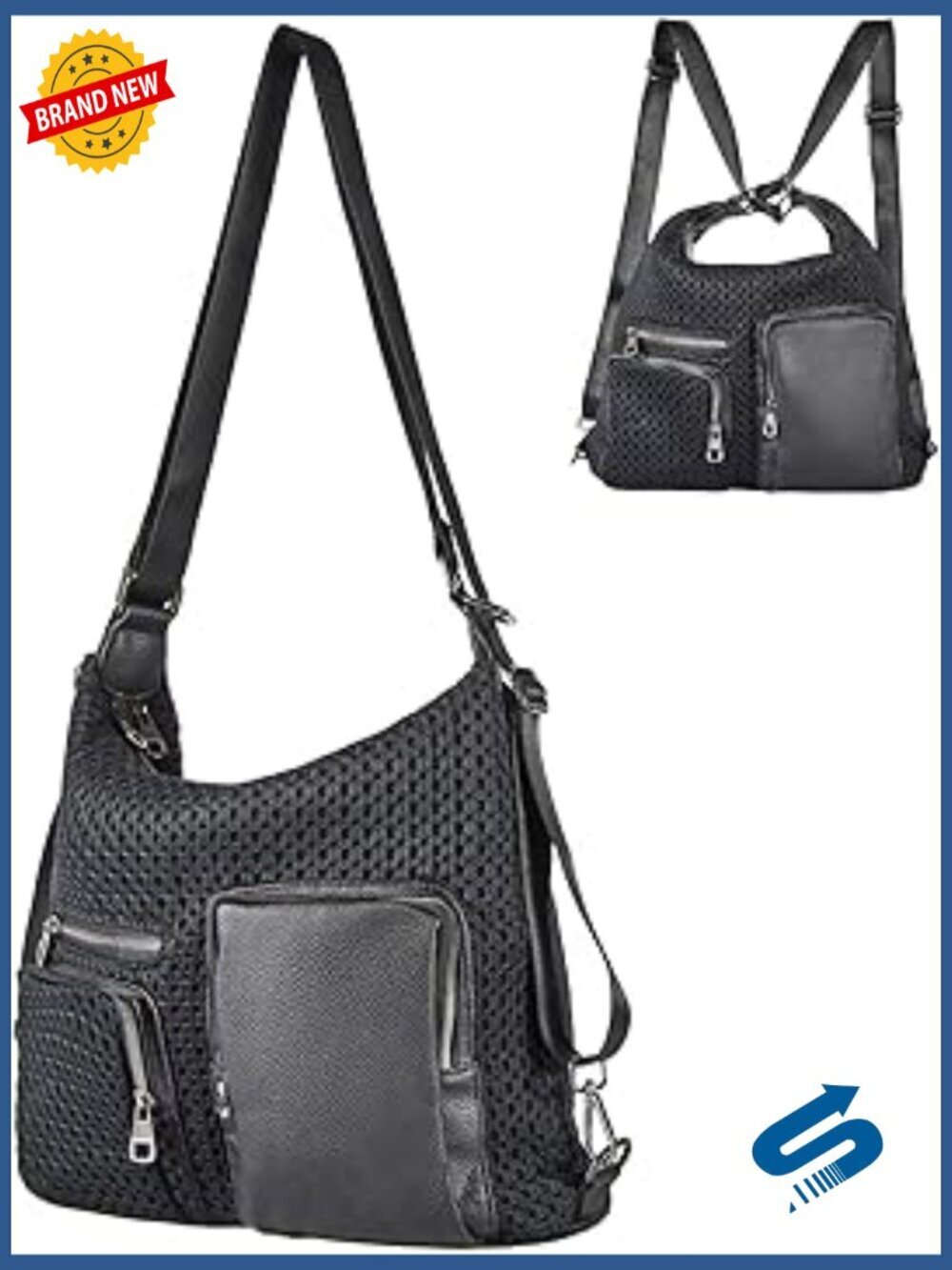 3-in-1 Convertible Backpack Purse Hobo Crossbody Shoulder Bag